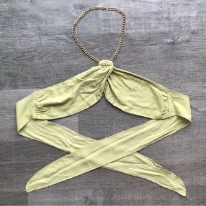 Green Backless Tie Up Halter Top ♡
